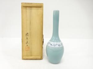 文二造　青磁　鶴首花入